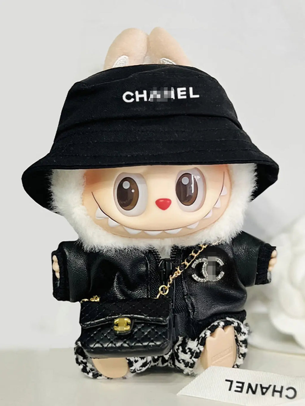 LABUBU Clothes LV and Chanel Black Houndstooth Outift