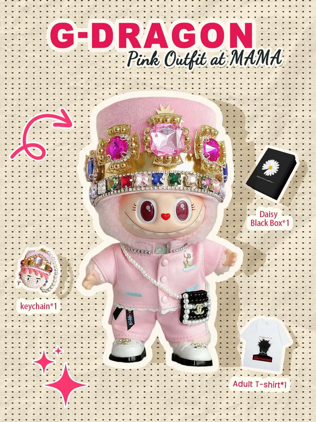 LABUBU Clothes G-Dragon Pink Outfit at MAMA