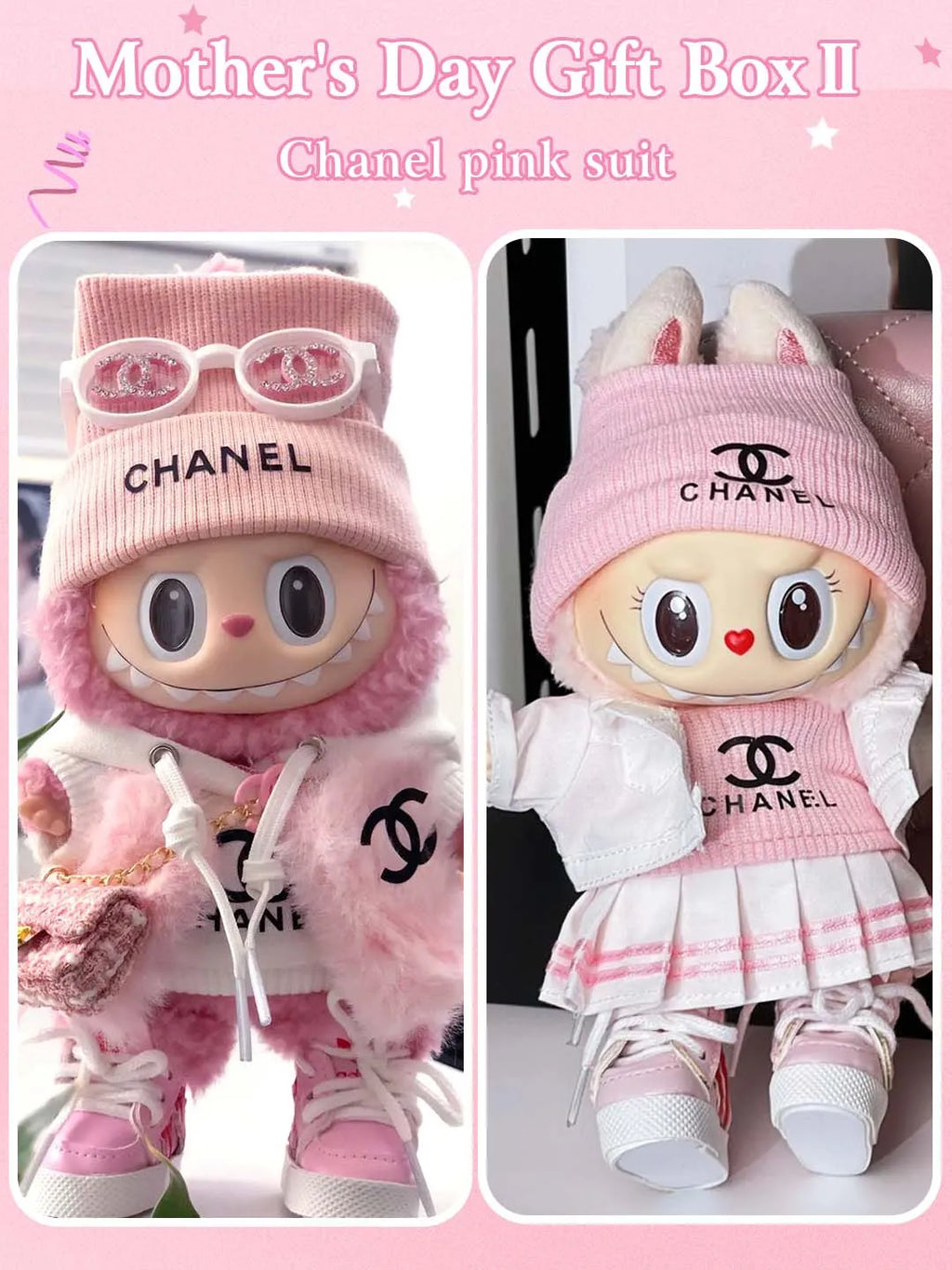 LABUBU Clothes Chanel Pink Vest Sweatshirt Outift