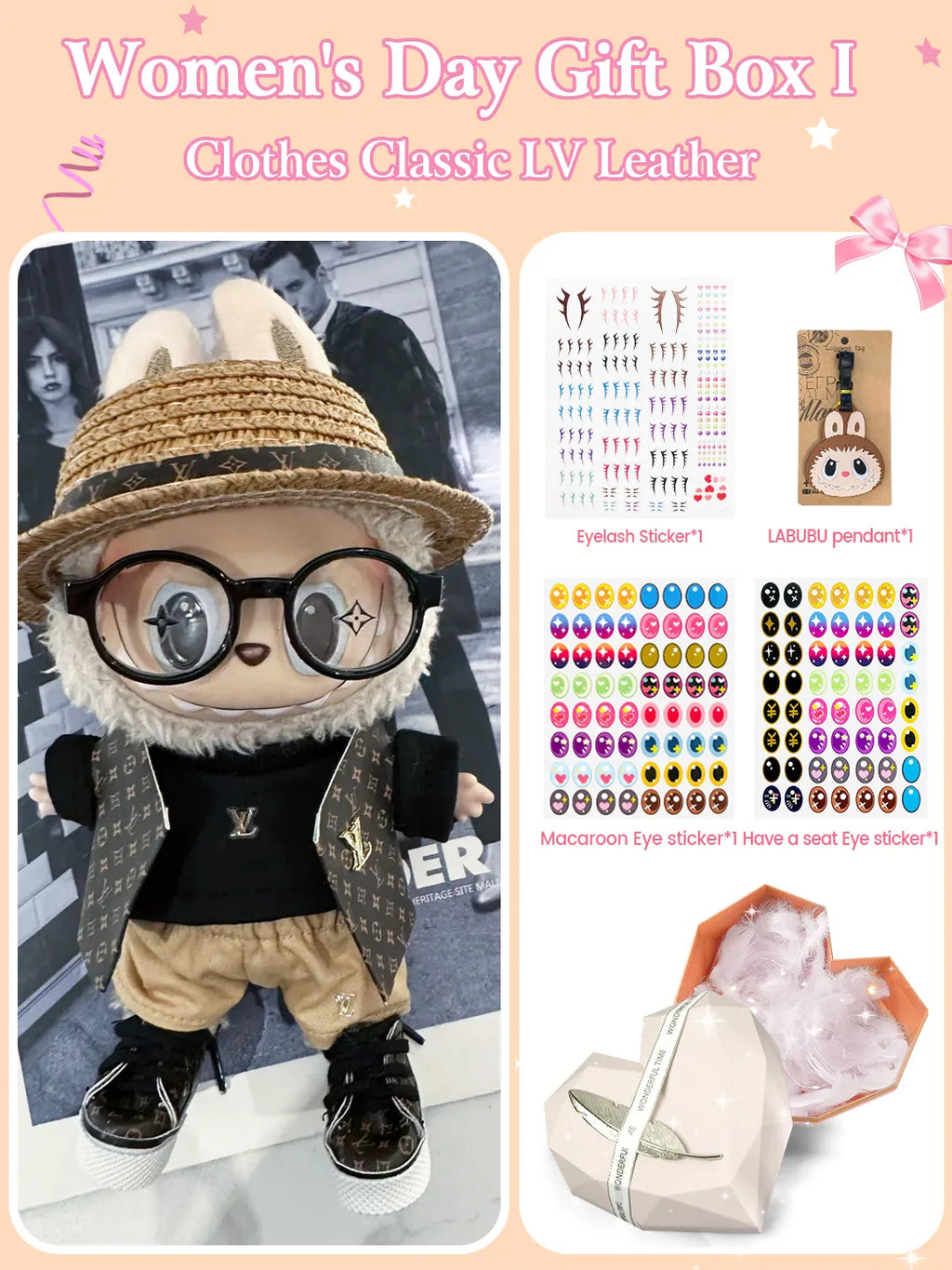 LABUBU Clothes Classic LV Leather
