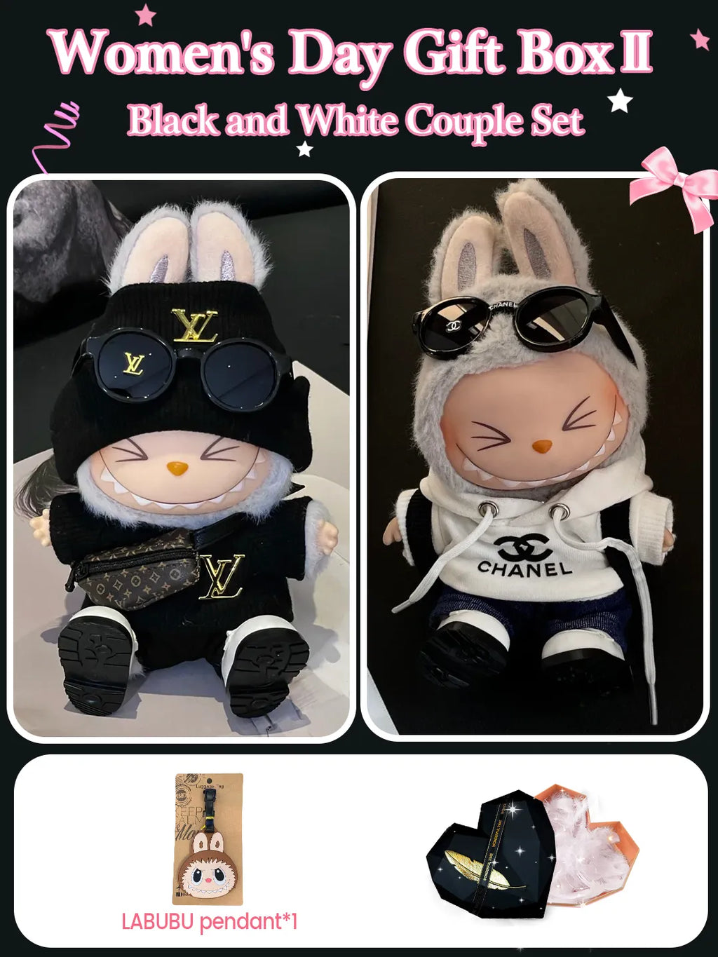 LABUBU Clothes Chanel Black And White Hoodie Dress